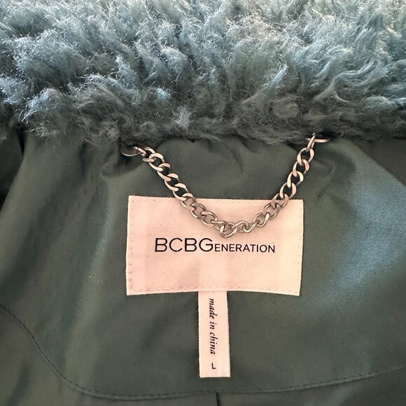 BCBGeneration Teddy Faux-Fur Blue-Green Coat L NWOT plush streetwear BOHO - Picture 9 of 16